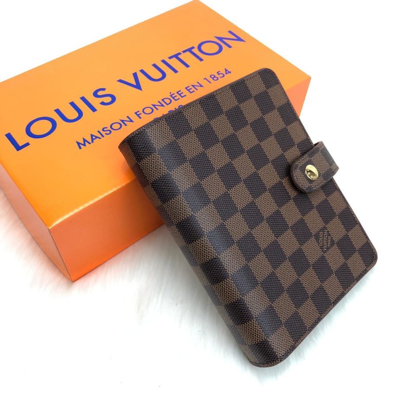 louis vuitton ajanda damier kahve toz torbali 19x10cm