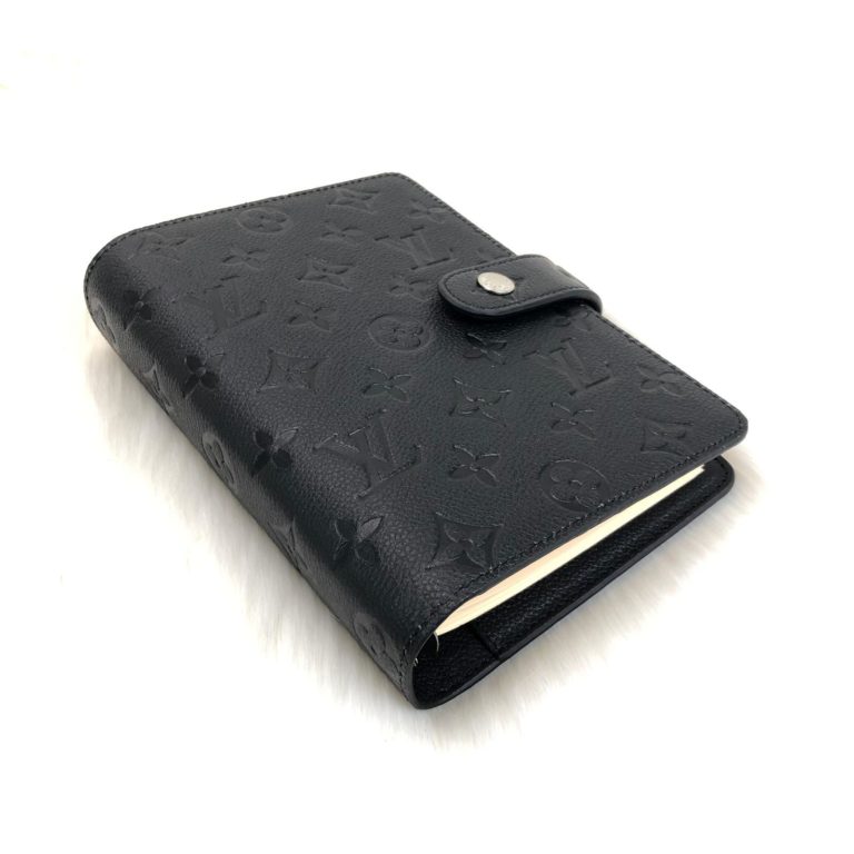 louis vuitton ajanda siyah monogram baskili toz torbali 19x10cm