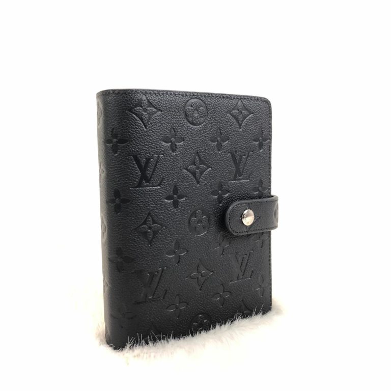 louis vuitton ajanda siyah monogram baskili toz torbali 19x10cm