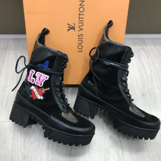 louis vuitton bot bot siyah baskili