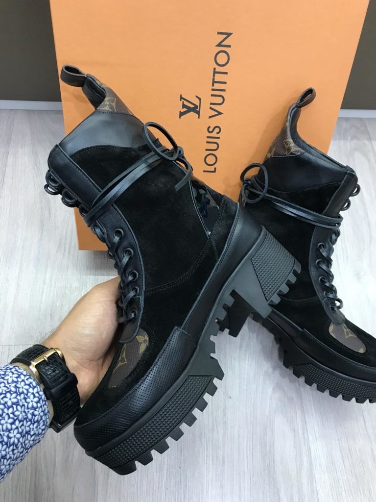 louis vuitton bot bot siyah baskili