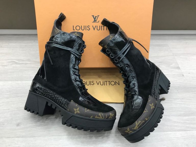 louis vuitton bot siyah yilan derili