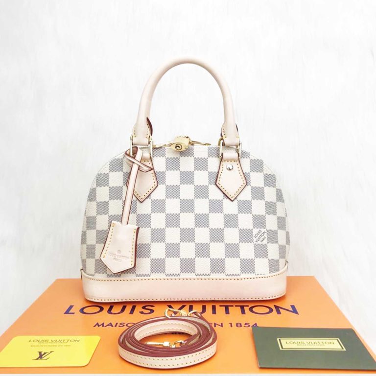 louis vuitton canta Alma D model damier beyaz 23x17