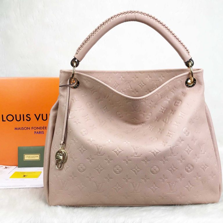 louis vuitton canta Artsy pudra pembe monogram empreinte 46x32