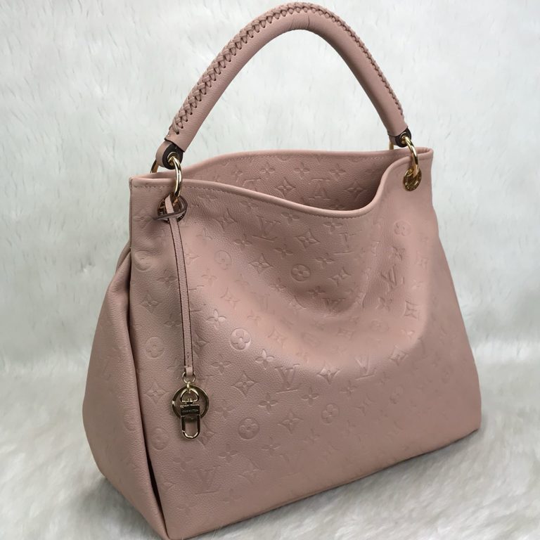 louis vuitton canta Artsy pudra pembe monogram empreinte 46x32