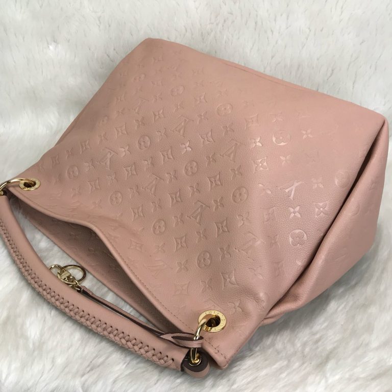 louis vuitton canta Artsy pudra pembe monogram empreinte 46x32