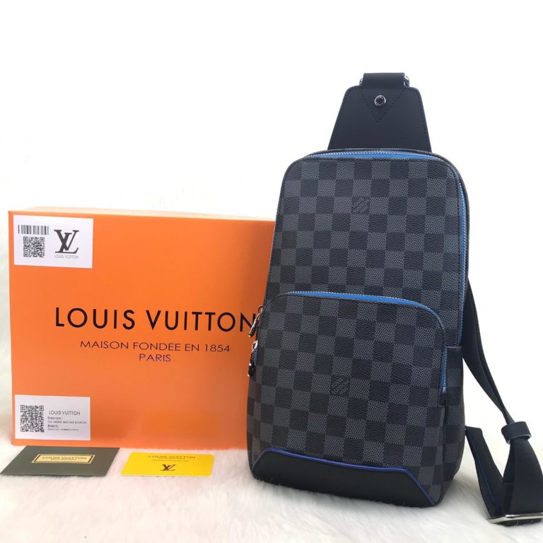 louis vuitton canta Avenue erkek omuz cantasi damier siyah mavi 30x20