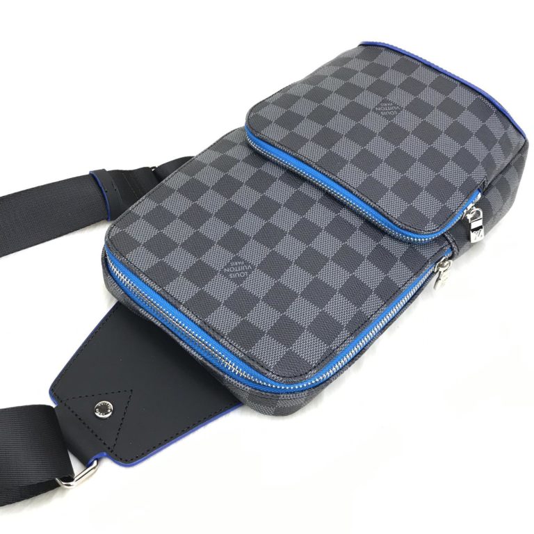 louis vuitton canta Avenue erkek omuz cantasi damier siyah mavi 30x20