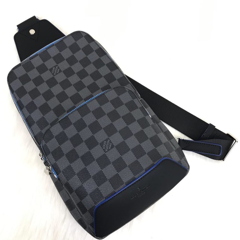 louis vuitton canta Avenue erkek omuz cantasi damier siyah mavi 30x20