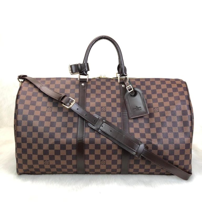 louis vuitton canta Keepall el valizi kahve damier unisex 55x31x26