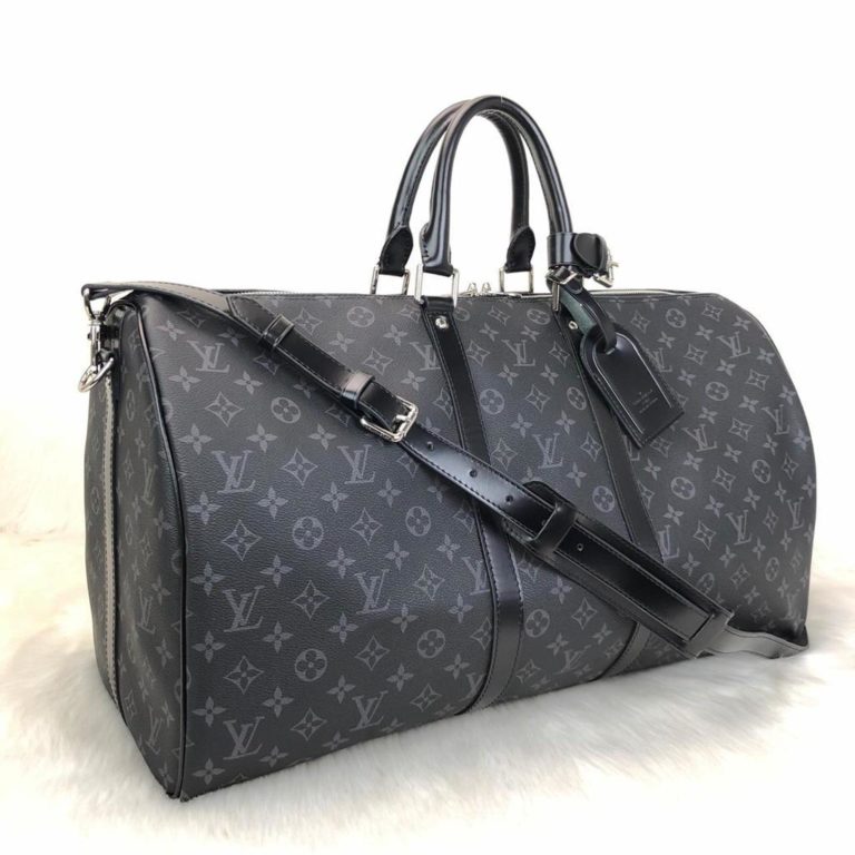 louis vuitton canta Keepall el valizi monogram siyah unisex 55x31x26