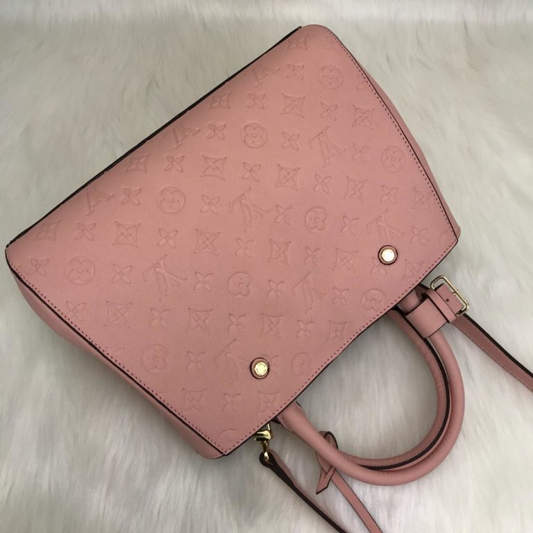 louis vuitton canta Montaigne MM Empreinte pudra pembe 33x23x15