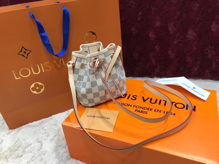 louis vuitton canta Nano Noe buzgulu mini damier beyaz 16x13