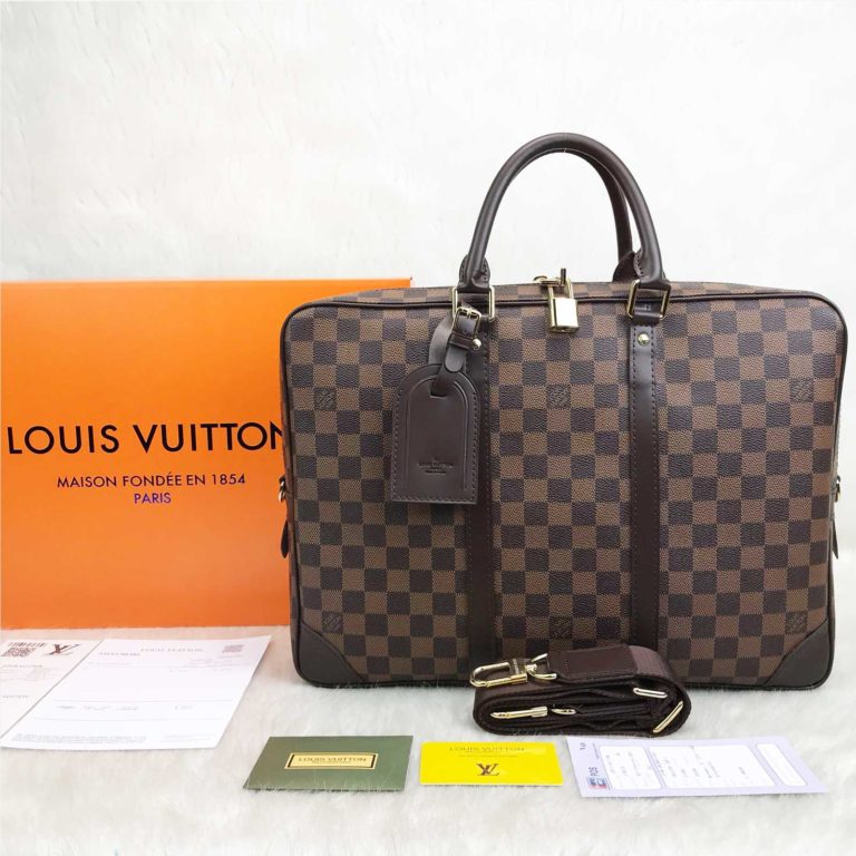 louis vuitton canta Porte V laptop cantasi kahve 41x31x7