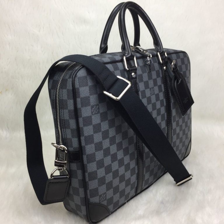 louis vuitton canta Porte V laptop cantasi siyah gri 41x31x7