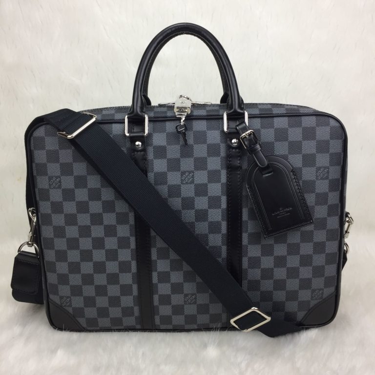 louis vuitton canta Porte V laptop cantasi siyah gri 41x31x7