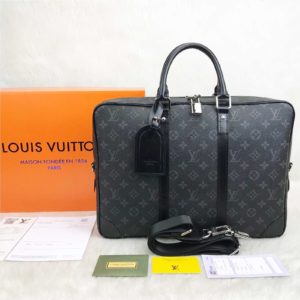 louis vuitton canta Porte V laptop cantasi siyah gri monogram 41x31x7