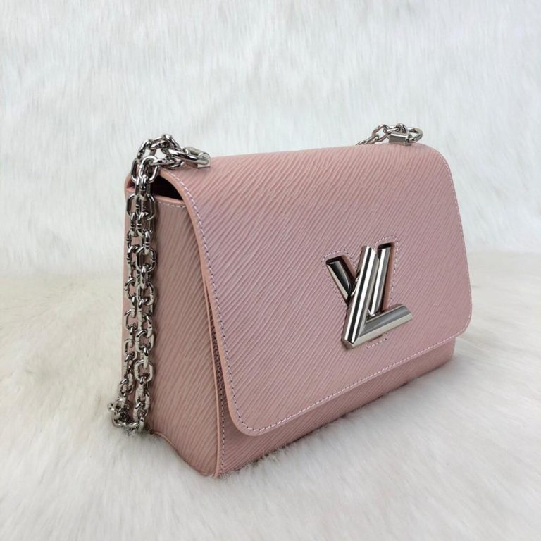 louis vuitton canta Twist MM pudra pembe 23x18x8