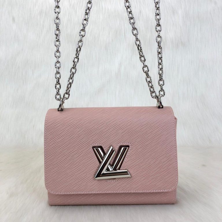 louis vuitton canta Twist MM pudra pembe 23x18x8