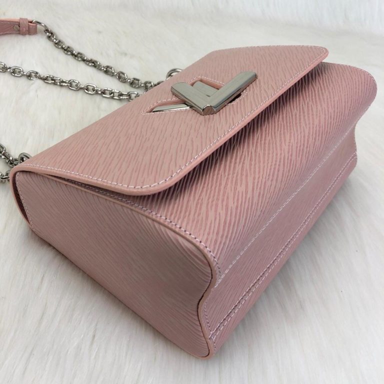 louis vuitton canta Twist MM pudra pembe 23x18x8