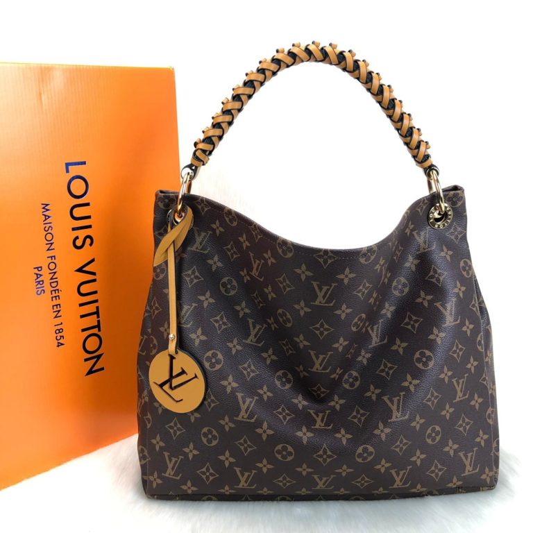 louis vuitton canta artsy MM sari ithal kumas simetrik kesim 41x32cm