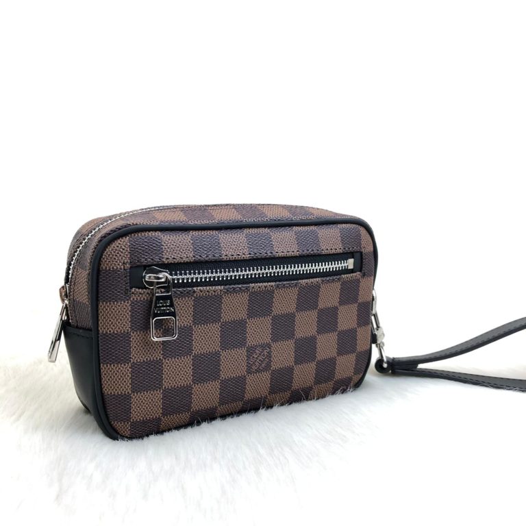 louis vuitton canta erkek kasai kahve damier clutch el cantasi 19x12
