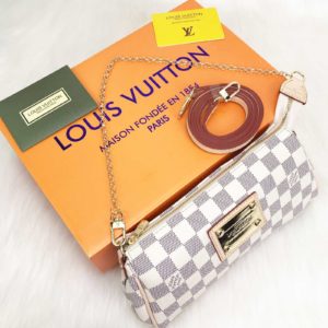 louis vuitton canta eva clutch damier beyaz 25x14