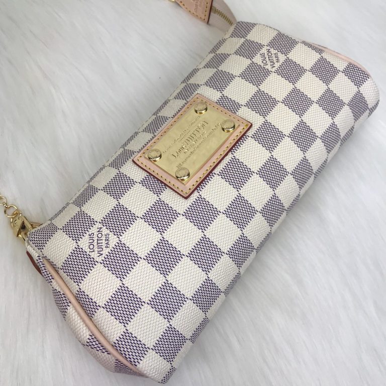 louis vuitton canta eva clutch damier beyaz 25x14