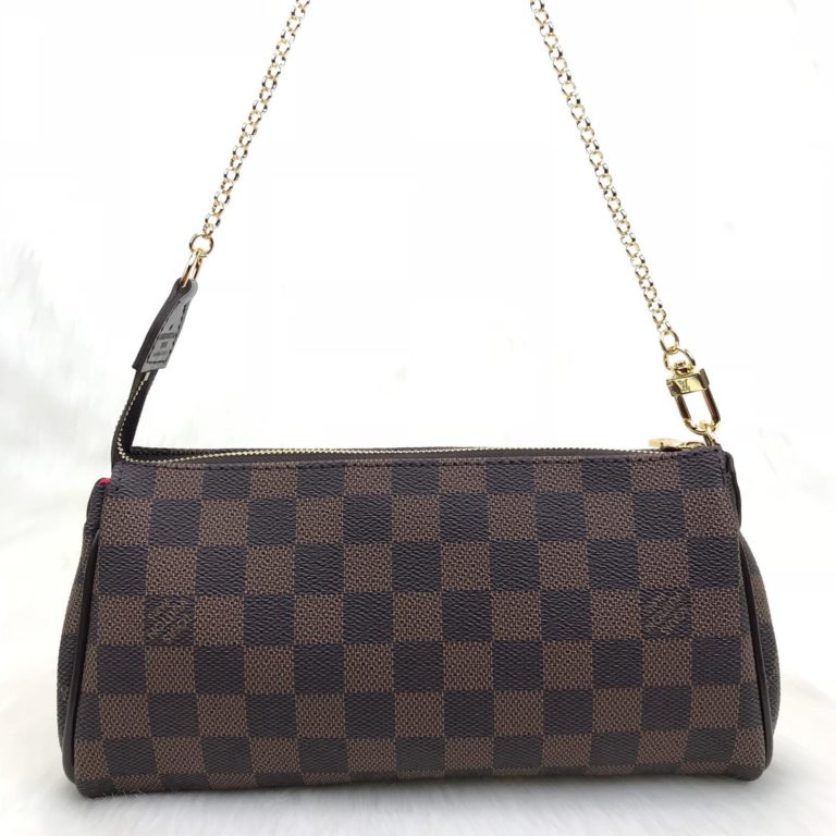 louis vuitton canta eva clutch damier kahve 25x14