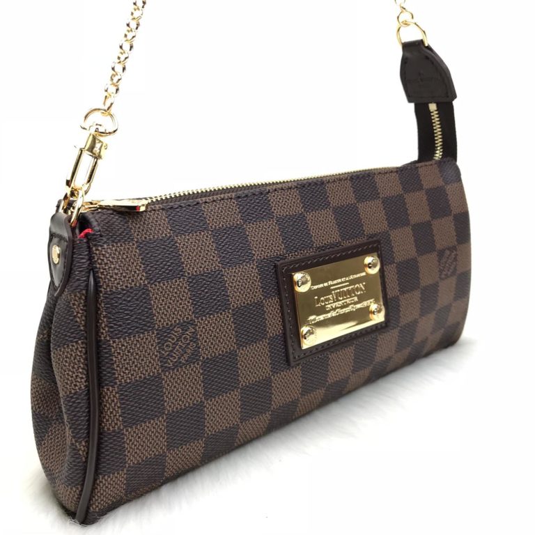 louis vuitton canta eva clutch damier kahve 25x14