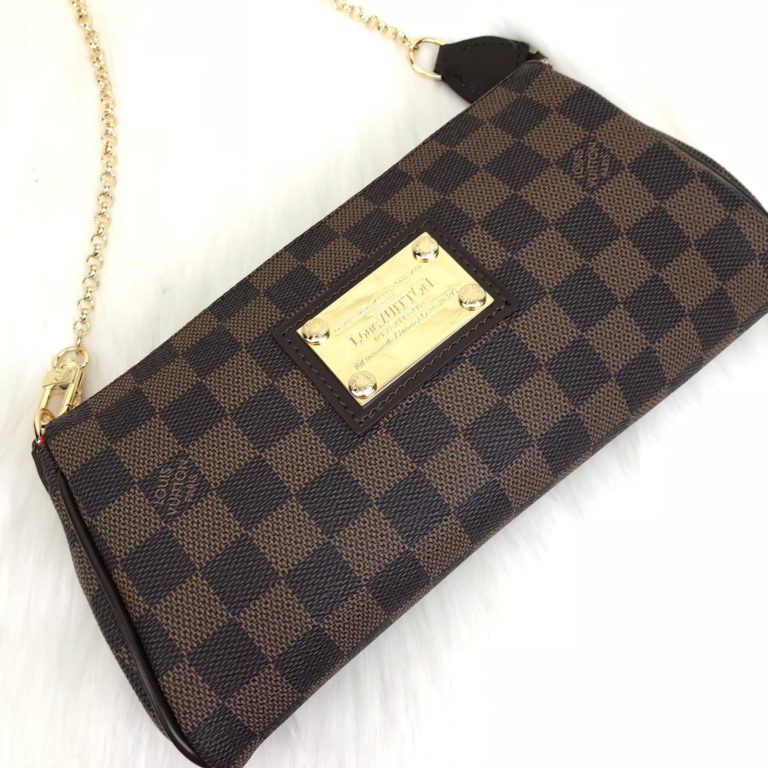 louis vuitton canta eva clutch damier kahve 25x14