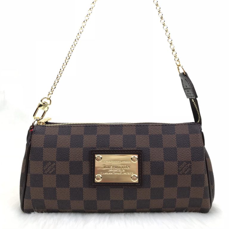 louis vuitton canta eva clutch damier kahve 25x14