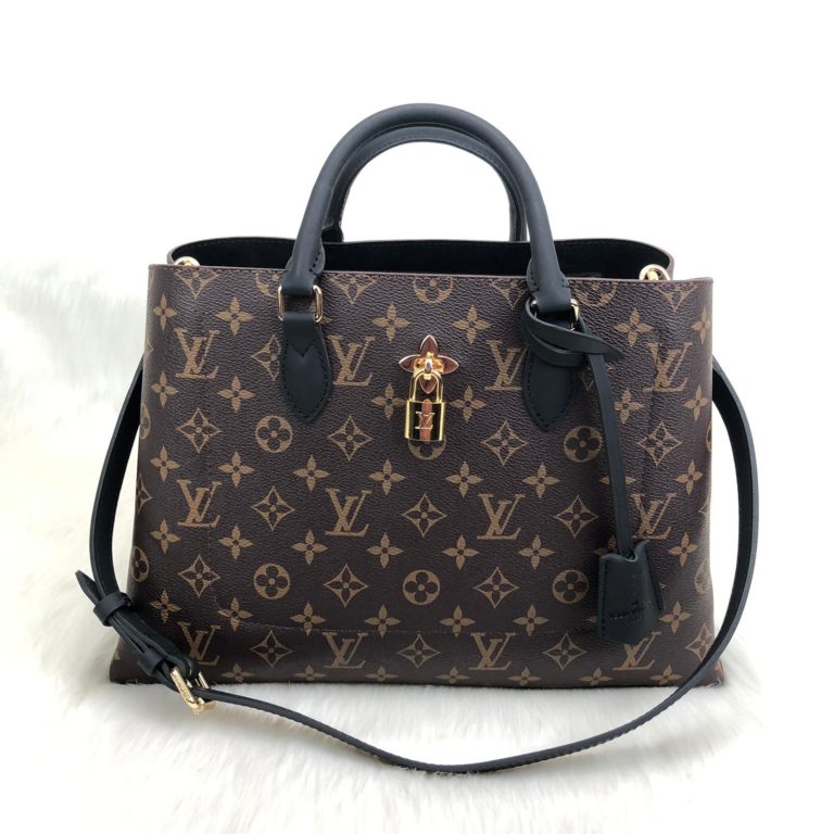 louis vuitton canta flower tote kilitli capraz askili siyah 34x24