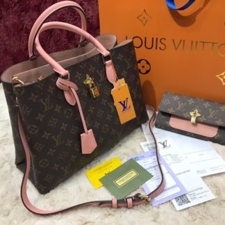 louis vuitton canta flower tote monogram pembe 34x24x13