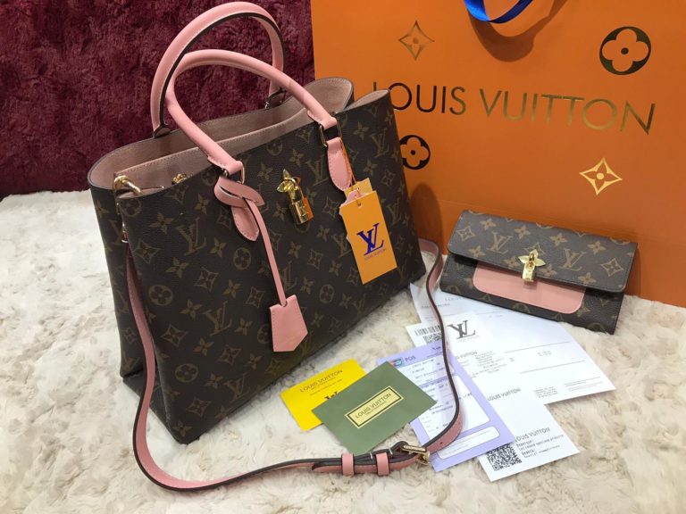 louis vuitton canta flower tote monogram pembe 34x24x13
