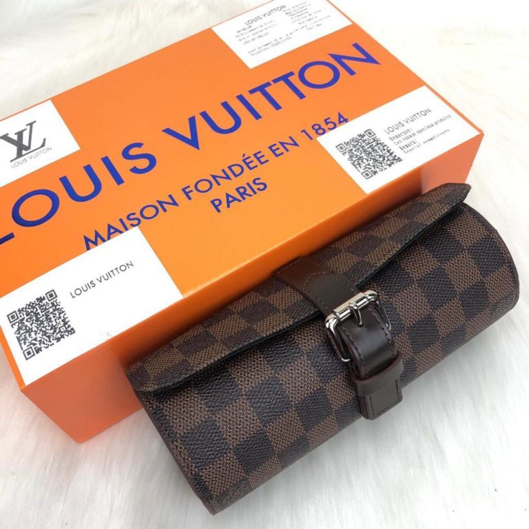 louis vuitton canta saat cantasi kahve damier 3 case 20x8