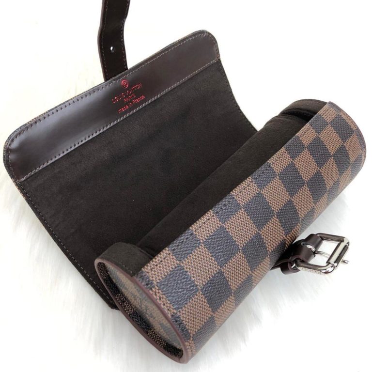 louis vuitton canta saat cantasi kahve damier 3 case 20x8
