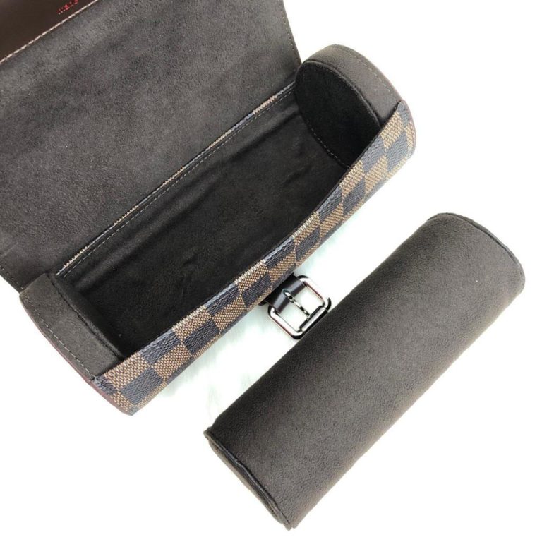 louis vuitton canta saat cantasi kahve damier 3 case 20x8