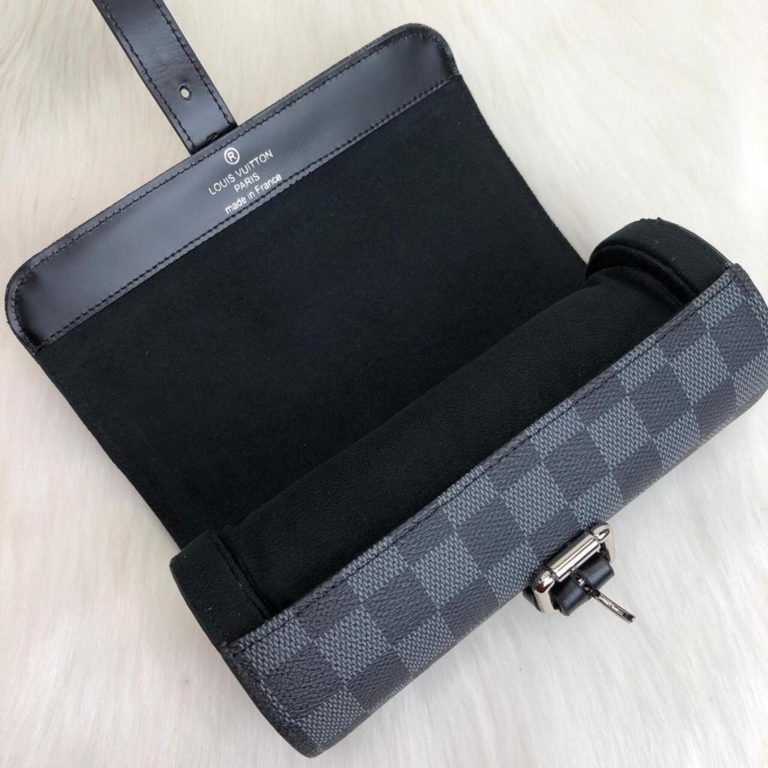 louis vuitton canta saat cantasi siyah damier 3 case 20x8