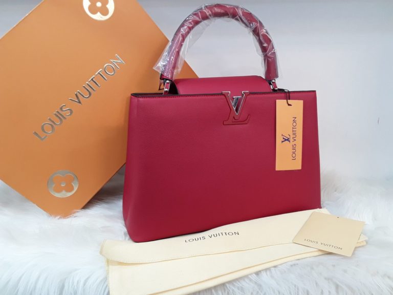 louis vuitton canta suni deri capucines cift askili kirmizi 36x23
