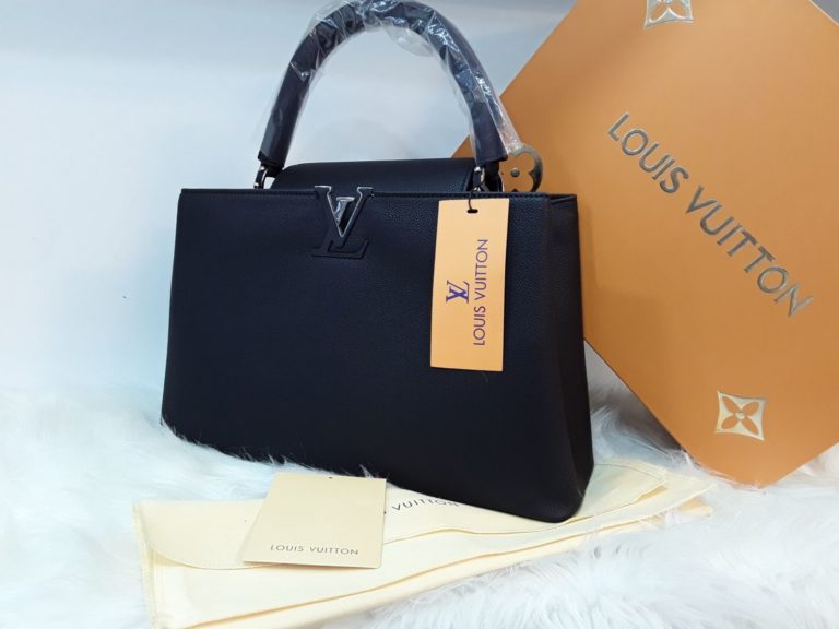louis vuitton canta suni deri capucines cift askili siyah 36x23