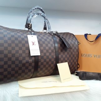 louis vuitton canta suni deri el valizi capraz askili kahve damier 55x35