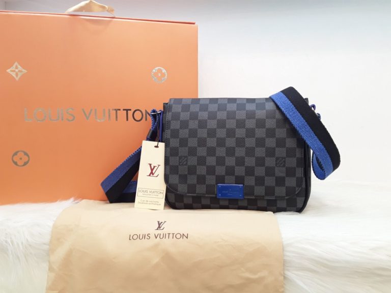 louis vuitton canta suni deri erkek capraz siyah damier mavi aski