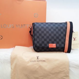 louis vuitton canta suni deri erkek capraz siyah damier turuncu aski