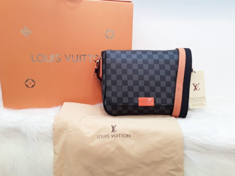 louis vuitton canta suni deri erkek capraz siyah damier turuncu aski