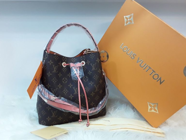 louis vuitton canta suni deri neonoe torba buzmeli  monogram pembe 26x26