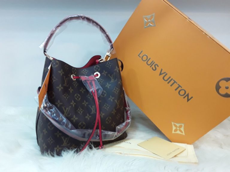 louis vuitton canta suni deri neonoe torba buzmeli cift askili monogram kirmizi 26x26