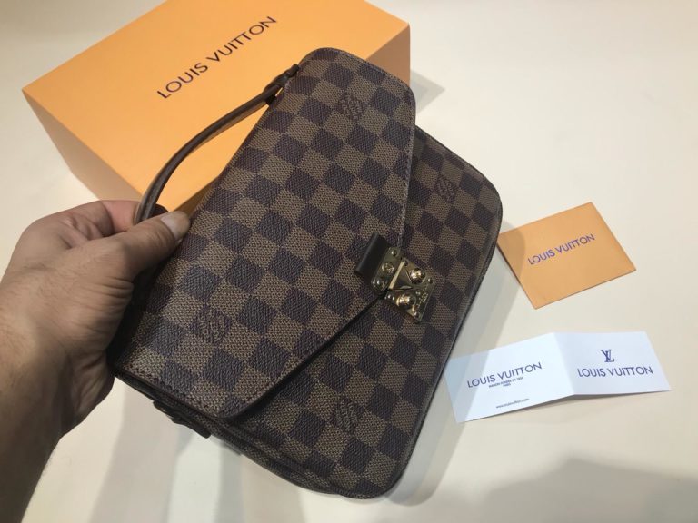 louis vuitton canta suni deri pochette metis kahve damier  24x20