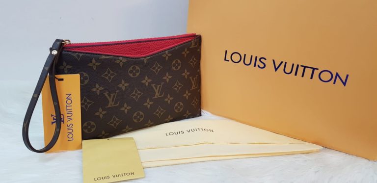 louis vuitton canta suni deri portfoy clutch kirmizi 25x15