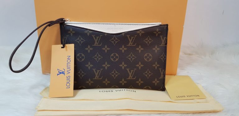 louis vuitton canta suni deri portfoy clutch krem 25x15
